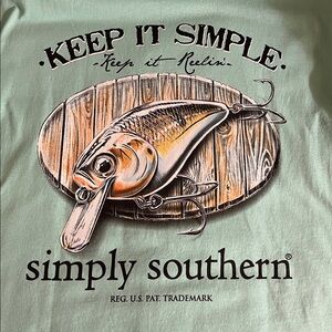 Simply Southern Sea-foam Green Keep it Simple Keep it Reelin T-shirt Size XXL